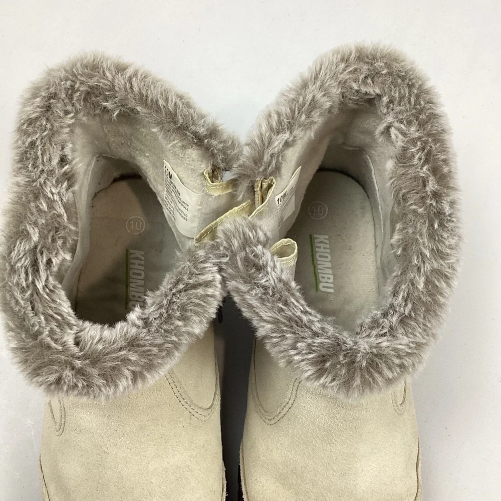Khombu Iris Leather Suede Winter Ankle Boots Booties Size 10